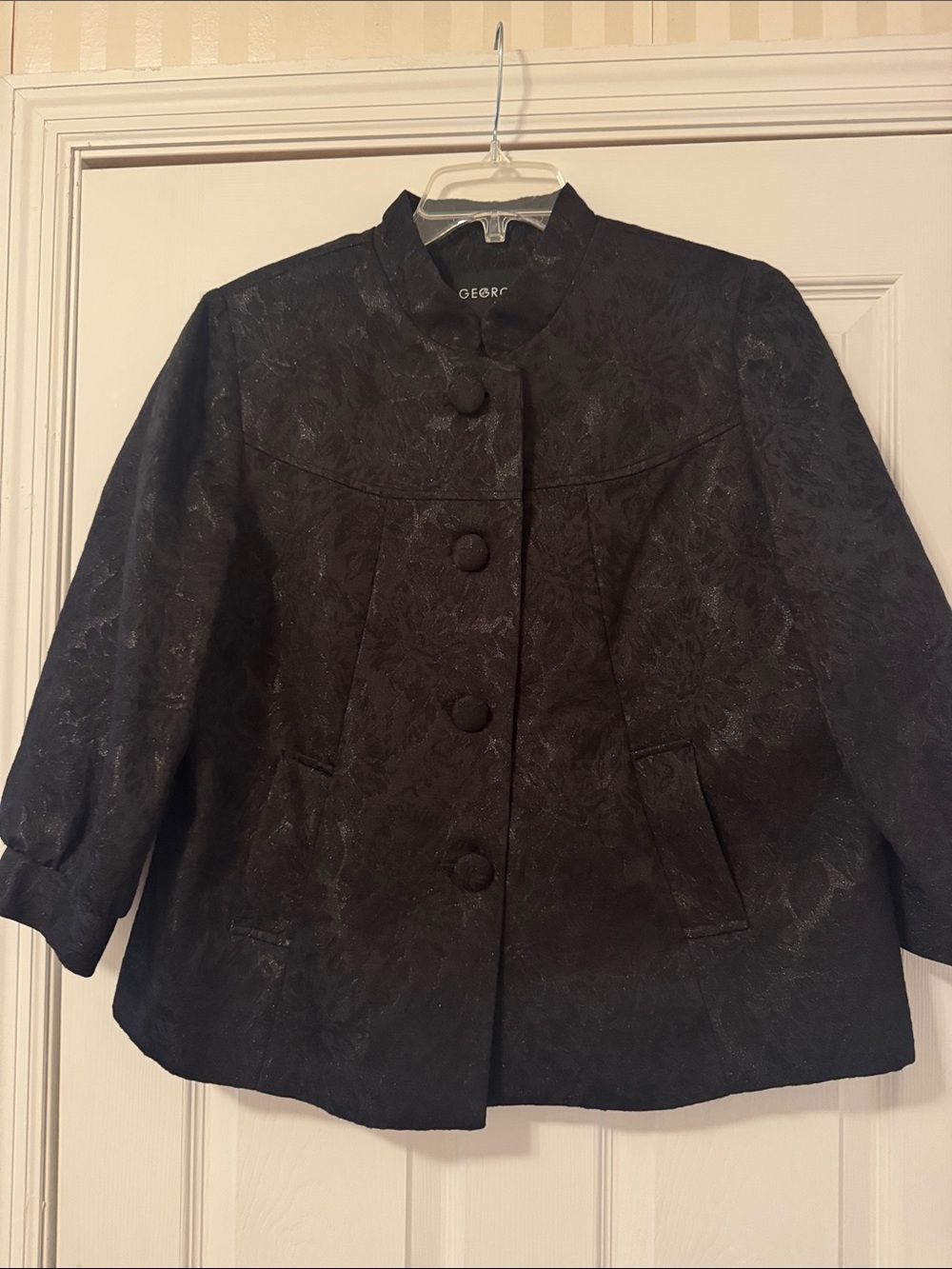 George Black Textured Brocade Button Jacket